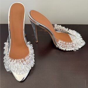 Chic Silver Women's Heels with Crystal Accents